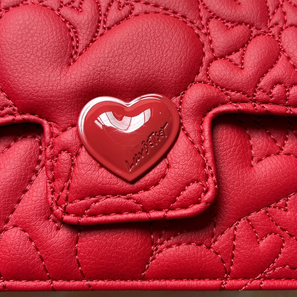 💜SOLD💜Betsey Johnson Lbevie Heart Puff Crossbody Bag Red - Picture 8 of 14